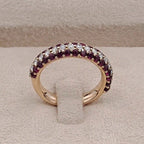 Bague Demi-Alliance Or Rose - Sertie de Pierres Rouges et Blanches – or 18 carats | Tariki