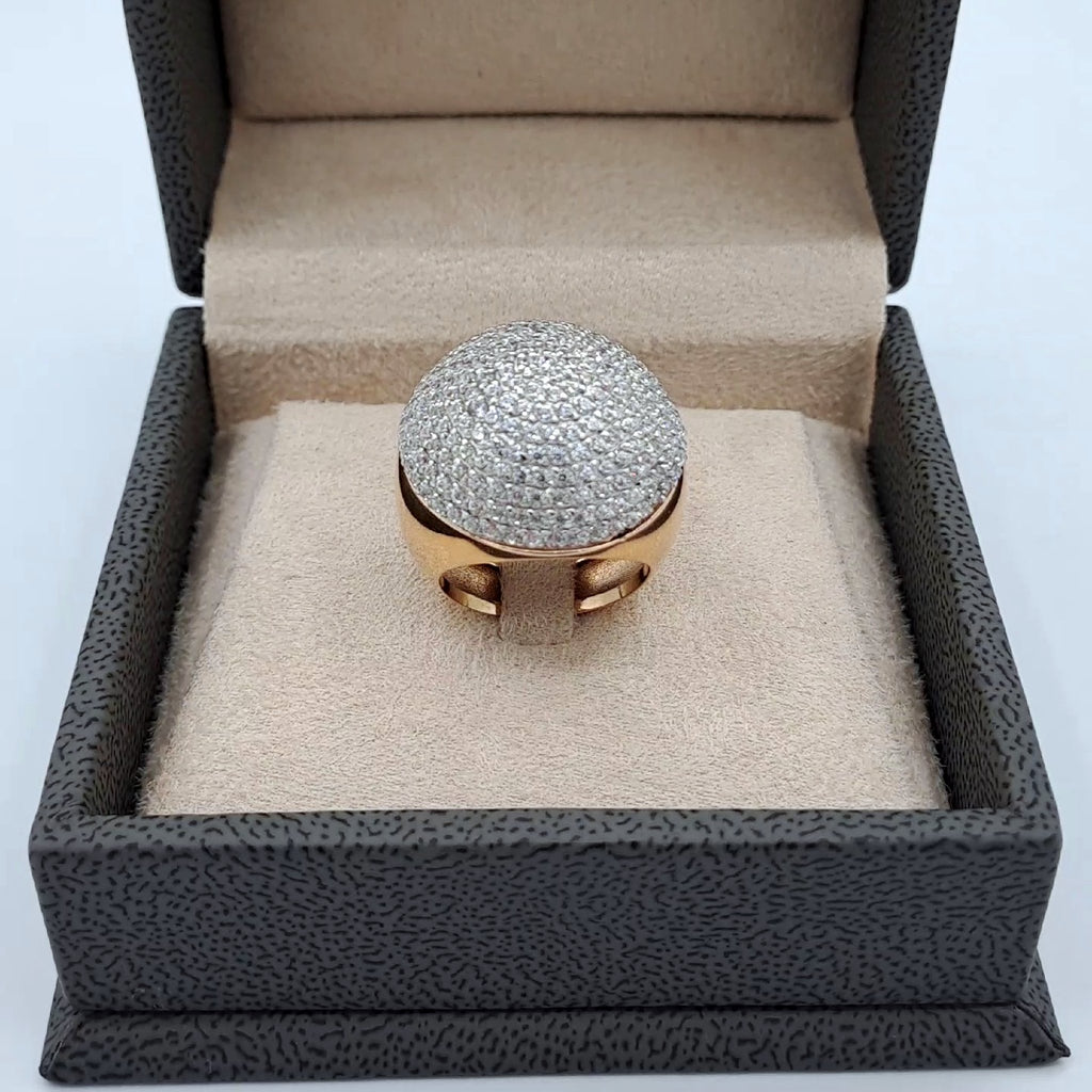 Bague Dôme Or Rose - Pavée de Pierres, Or Blanc – or 18 carats | Tariki