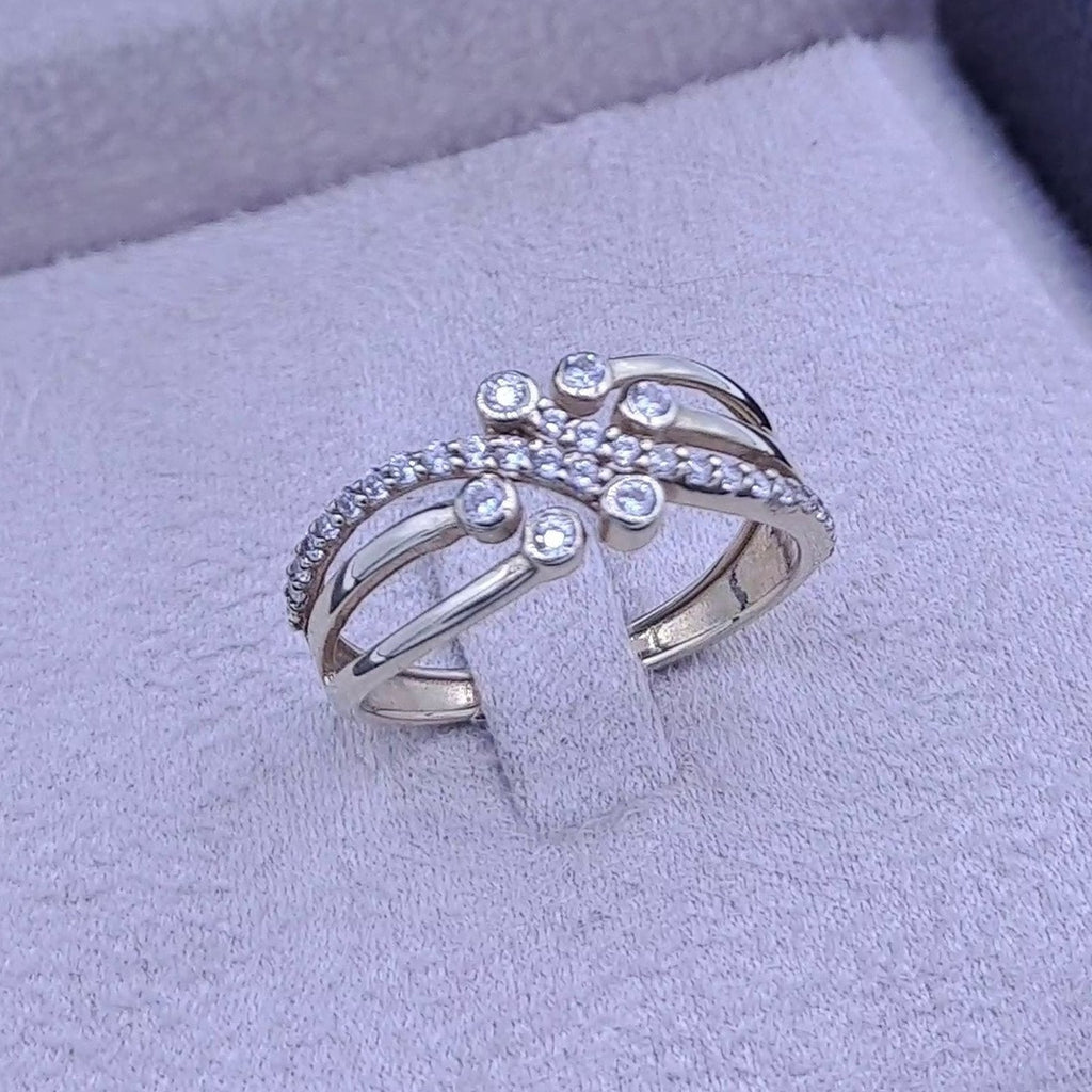 Bague Double Anneau Or Rose - Sertie de Pierres – or 18 carats | Tariki