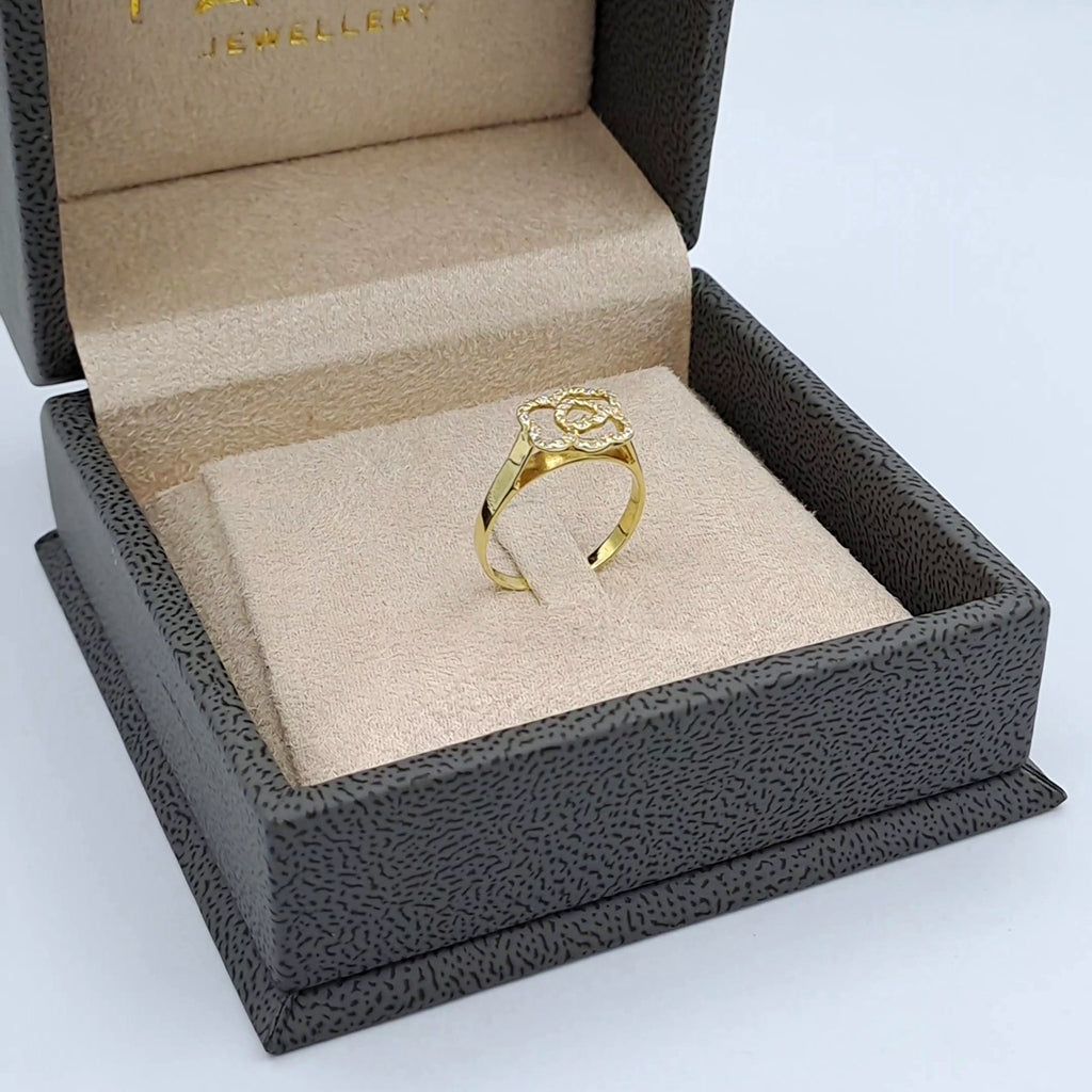 Bague Fine Fleur Or Jaune - Sertie de Pierres – or 18 carats | Tariki