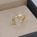 Bague Fine Or Jaune - Chaton Carré Serti – or 18 carats | Tariki