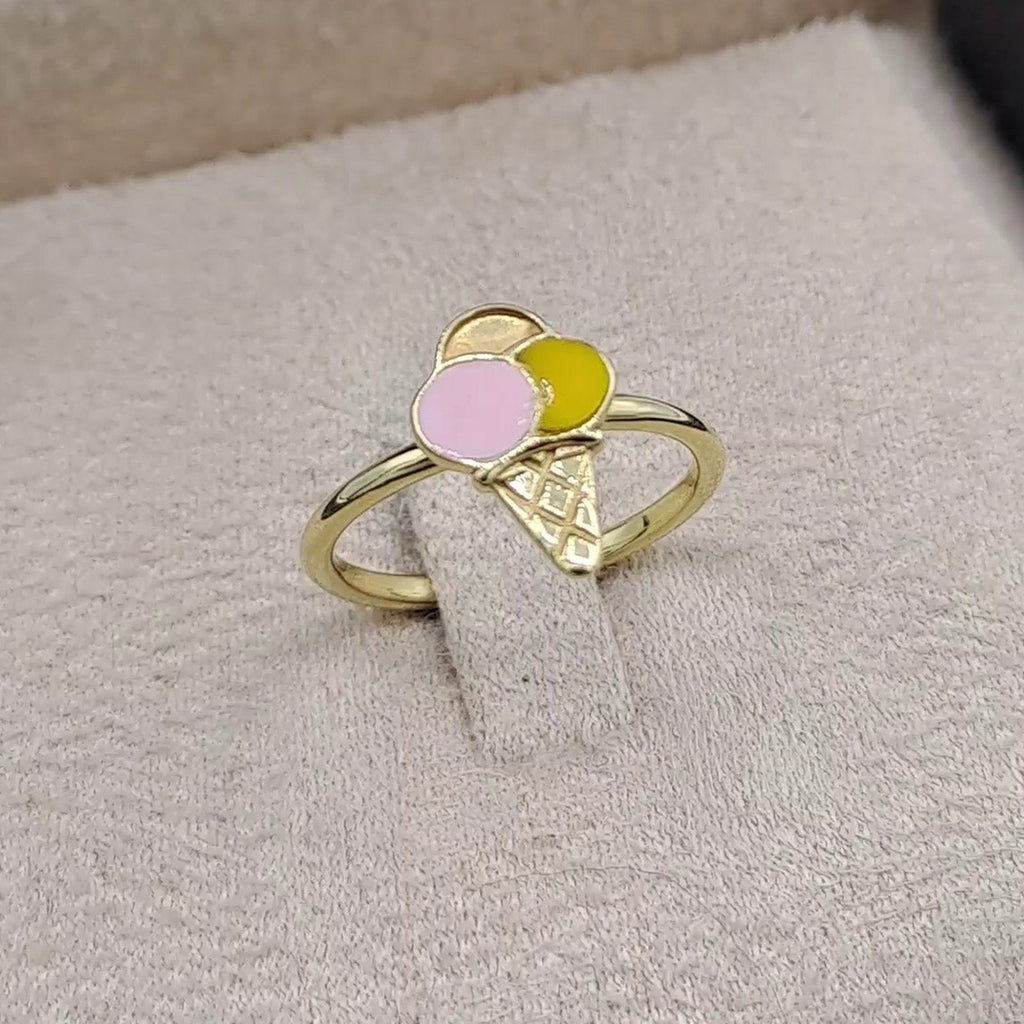 Bague Fine Or Jaune - Fleur Émaillée Rose et Jaune – or 18 carats | Tariki