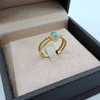 Bague Fine Or Jaune - Pierre Bleue, Anneau Boules Serti – or 18 carats | Tariki