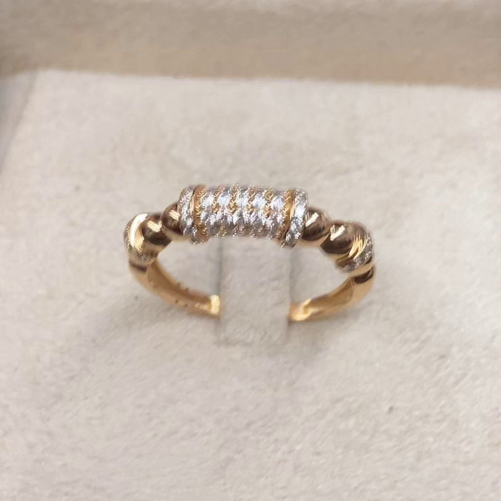 Bague Fine Or Rose - Barrette Sertie, Anneau Boules – or 18 carats | Tariki