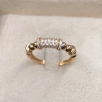 Bague Fine Or Rose - Barrette Sertie, Anneau Boules – or 18 carats | Tariki
