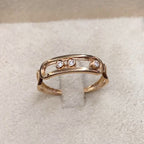 Bague Fine Or Rose - Barrette Sertie de Pierres – or 18 carats | Tariki