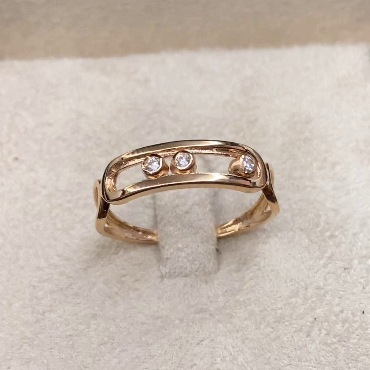 Bague Fine Or Rose - Barrette Sertie de Pierres – or 18 carats | Tariki