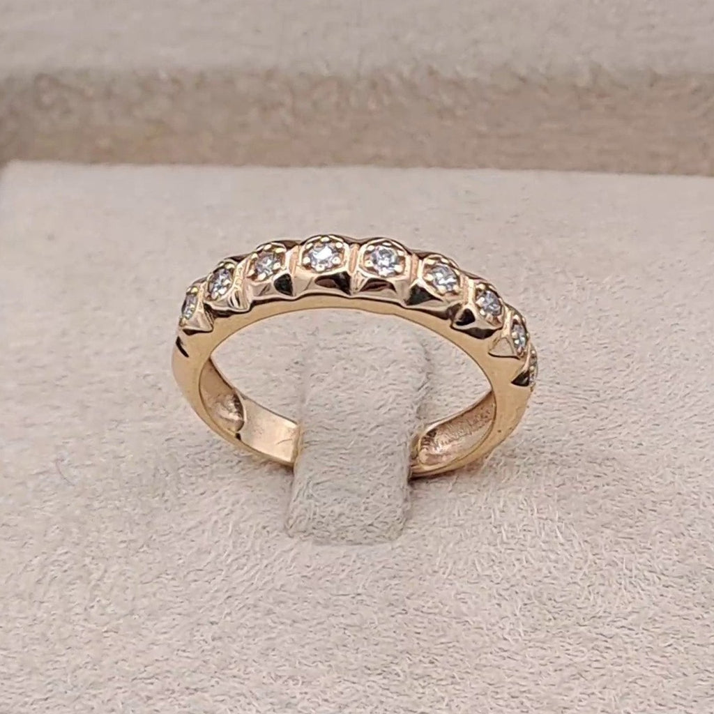 Bague Fine Or Rose - Demi-Tour Sertie de Pierres – or 18 carats | Tariki