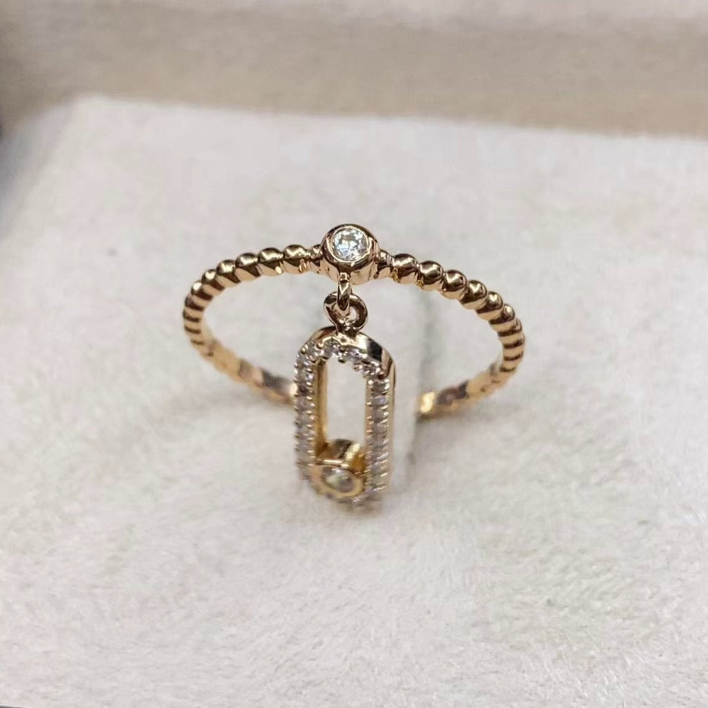 Bague Fine Or Rose - Ovale Serti, Pierre Mobile, Anneau Torsadé – or 18 carats | Tariki