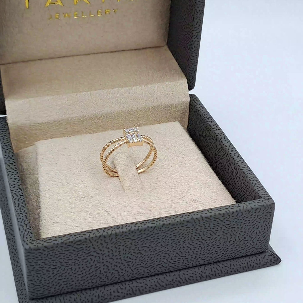 Bague Fine Or Rose - Sertie de Pierres – or 18 carats | Tariki