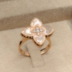 Bague Fleur en Nacre Rose Or Rose - Sertie, Double Anneau – or 18 carats | Tariki