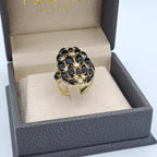 Bague Fleur Or Jaune - Pierres Noires Ovales Serties – or 18 carats | Tariki