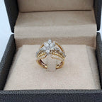 Bague Fleur Or Rose - Pierres Marquises Serties, Anneau Serti – or 18 carats | Tariki