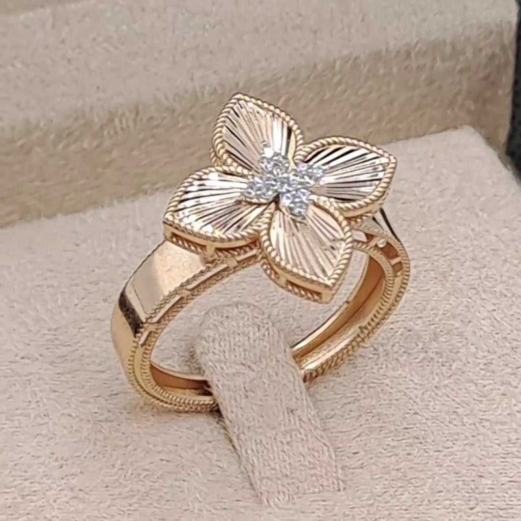 Bague Fleur Or Rose - Sertie de Pierres – or 18 carats | Tariki