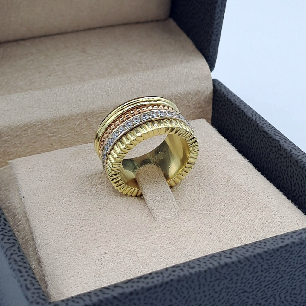 Bague Large Or Jaune - Anneaux Multiples, Rangée Sertie – or 18 carats | Tariki