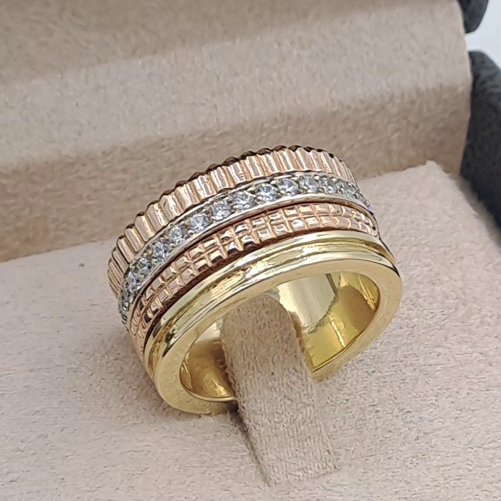 Bague Large Or Jaune et Rose - Sertie de Pierres, Anneaux Multiples – or 18 carats | Tariki