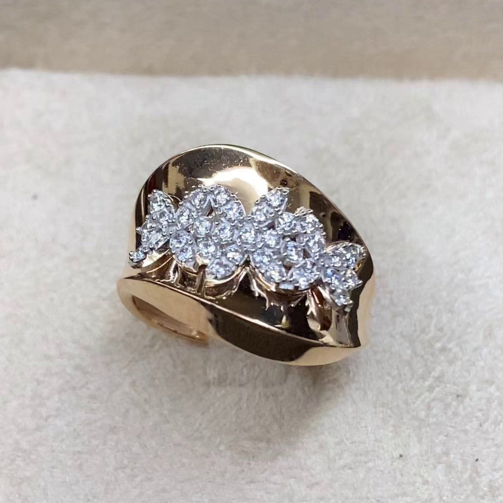 Bague Large Or Rose - Pavée de Pierres – or 18 carats | Tariki