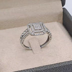 Bague Or Blanc - Chaton Carré Pavé de Pierres – or 18 carats | Tariki