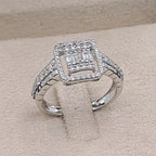 Bague Or Blanc - Chaton Carré Serti de Pierres – or 18 carats | Tariki