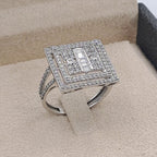 Bague Or Blanc - Chaton Rectangulaire Pavé, Pierres Baguettes – or 18 carats | Tariki
