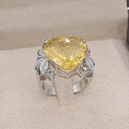 Bague Or Blanc - Pierre Jaune Cœur Sertie de Pierres – or 18 carats | Tariki