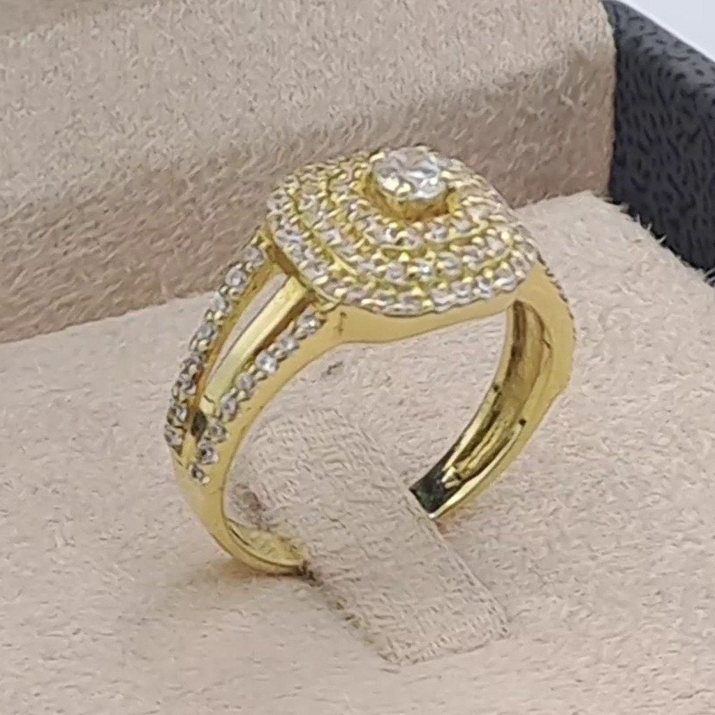 Bague Or Jaune - Chaton Carré Serti, Anneau Serti – or 18 carats | Tariki