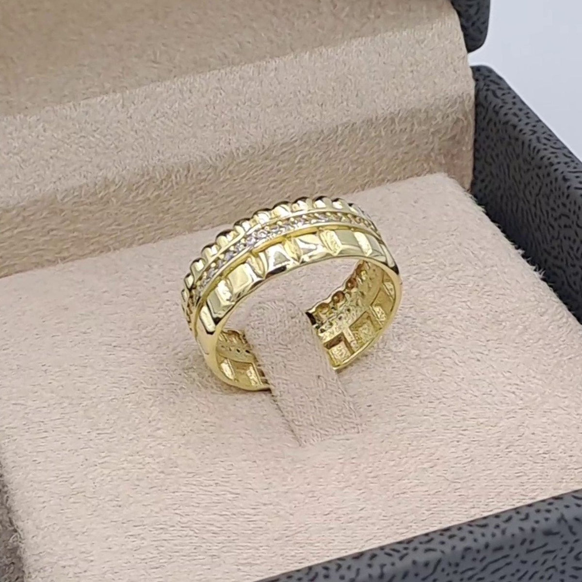 Bague Or Jaune - Double Anneau Serti de Pierres – or 18 carats | Tariki