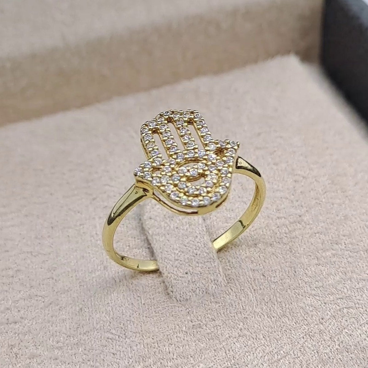 Bague Or Jaune - Main de Fatma Sertie de Pierres – or 18 carats | Tariki
