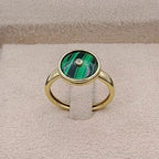 Bague Or Jaune - Pierre Verte Malachite Ronde – or 18 carats | Tariki