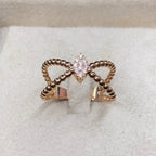 Bague Or Rose - Anneaux Boules Croisés Sertis de Pierres – or 18 carats | Tariki