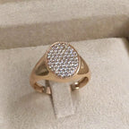 Bague Or Rose - Chaton Ovale Pavé de Pierres – or 18 carats | Tariki
