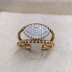 Bague Or Rose - Chaton Ovale Pavé de Pierres, Anneau Boules – or 18 carats | Tariki