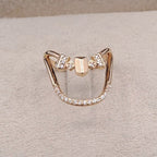 Bague Or Rose - Chaton Rectangulaire Serti, Anneau Croisé – or 18 carats | Tariki