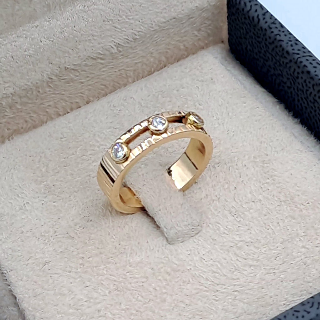 Bague Or Rose - Double Anneau Serti, Pierres Mobiles – or 18 carats | Tariki