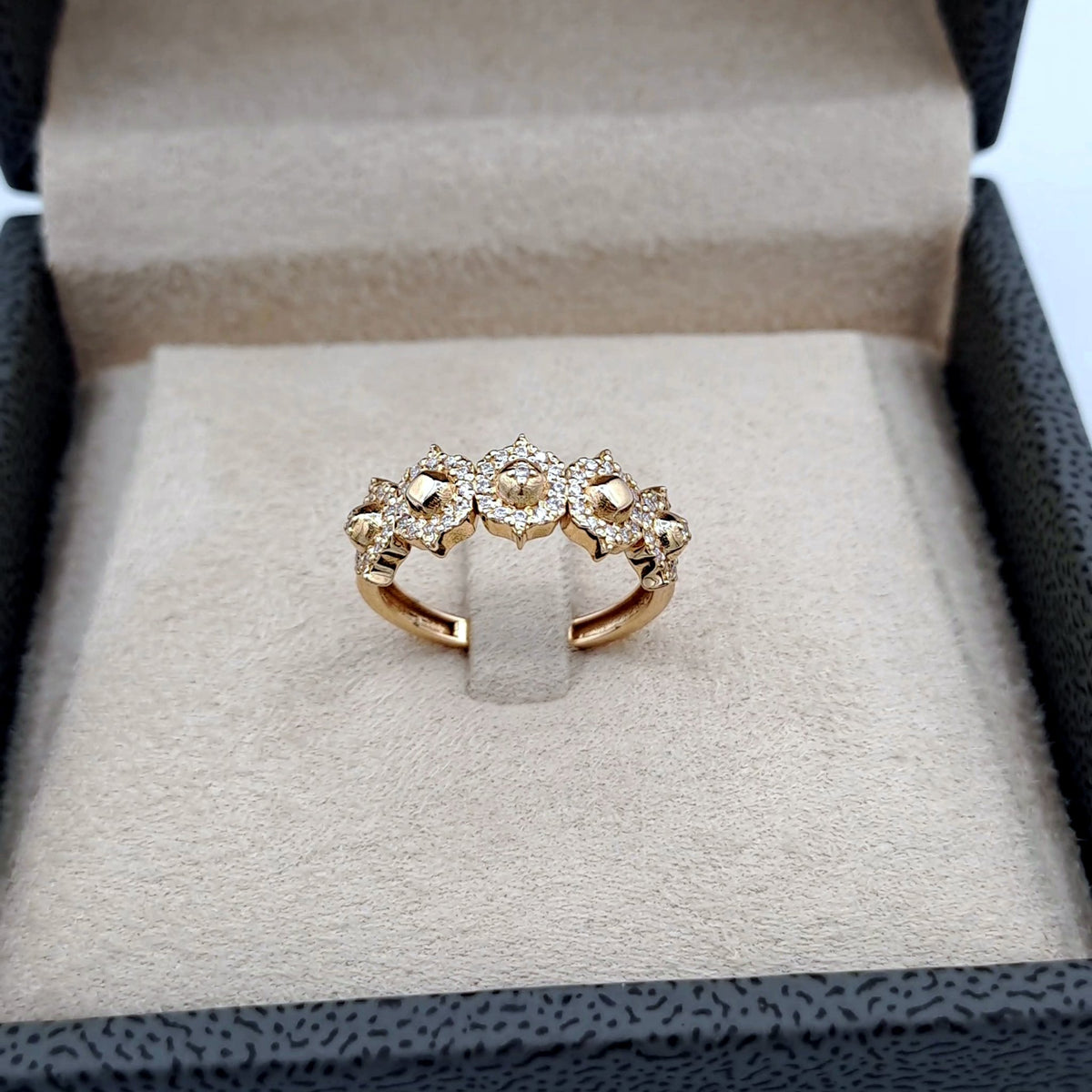 Bague Or Rose - Fleurs Serties de Pierres – or 18 carats | Tariki
