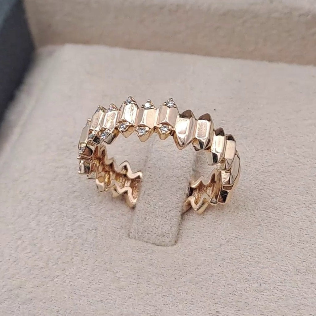 Bague Or Rose - Maillons Sertie de Pierres – or 18 carats | Tariki
