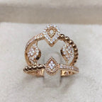 Bague Or Rose - Motifs Gouttes Ajourés Sertis de Pierres – or 18 carats | Tariki