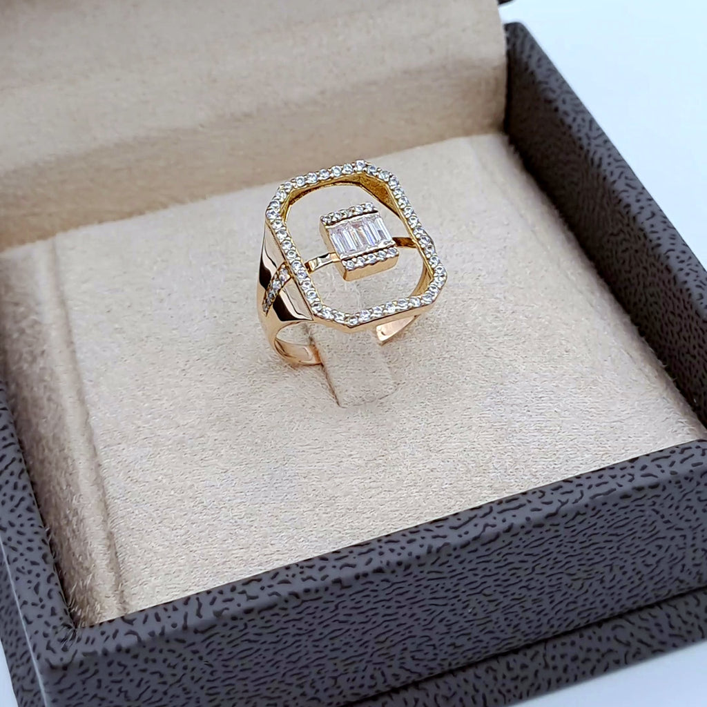 Bague Or Rose - Ovale Ouvert Serti, Pierre Mobile – or 18 carats | Tariki