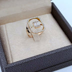 Bague Or Rose - Ovale Ouvert Serti, Pierre Mobile – or 18 carats | Tariki