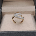 Bague Or Rose - Pavée de Pierres, Anneau Croisé Ajouré – or 18 carats | Tariki