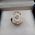 Bague Or Rose - Plaque Hexagonale Pavée de Pierres – or 18 carats | Tariki