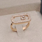 Bague Or Rose - Plaque Ovale Sertie, Pierre Mobile – or 18 carats | Tariki