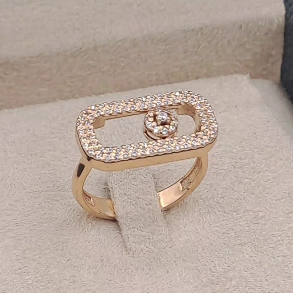 Bague Or Rose - Plaque Ovale Sertie, Pierre Mobile – or 18 carats | Tariki