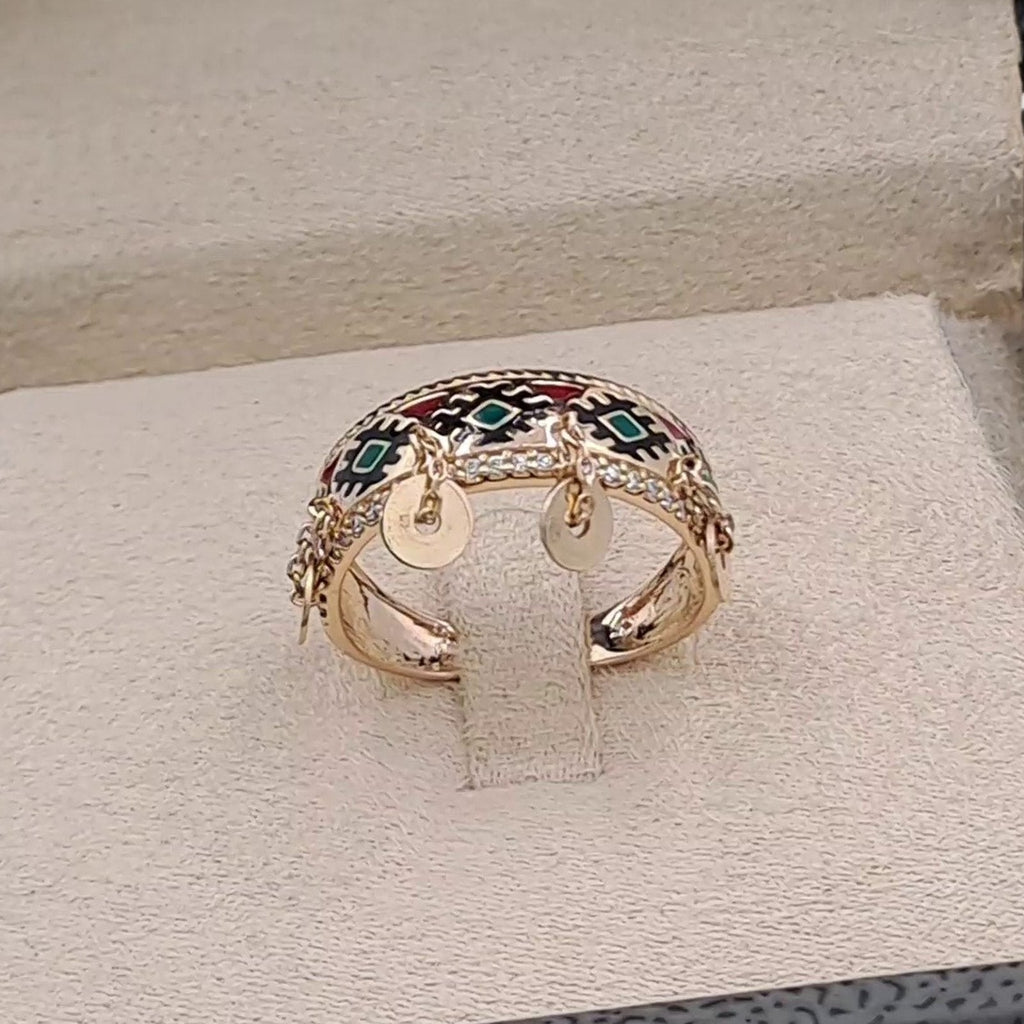 Bague Or Rose - Sertie de Pierres Multicolores, Motif Ajouré – or 18 carats | Tariki
