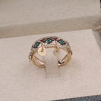 Bague Or Rose - Sertie de Pierres Multicolores, Motif Ajouré – or 18 carats | Tariki