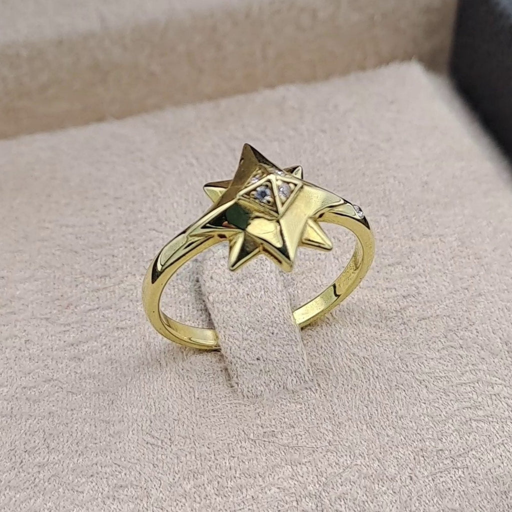 Bague Étoile Or Jaune - Sertie de Pierres – or 18 carats | Tariki