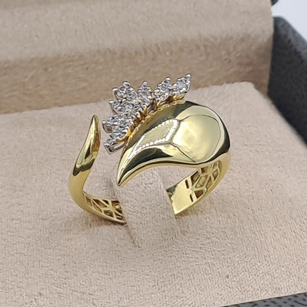 Bague Ouverte Or Jaune - Feuilles Serties de Pierres – or 18 carats | Tariki
