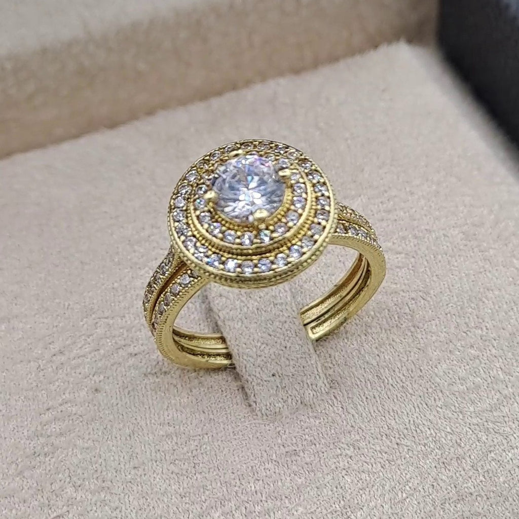 Bague Solitaire Double Halo Or Jaune – or 18 carats | Tariki