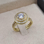 Bague Solitaire Double Halo Or Jaune – or 18 carats | Tariki