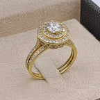 Bague Solitaire Double Halo Or Jaune - Anneau Serti – or 18 carats | Tariki